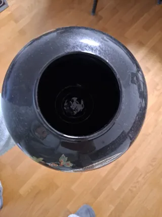 Jarrón Estilo Oriental Cerámica Portuguesa