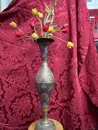 Jarrón metálico decorativo multicolor