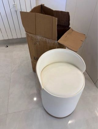 Taburete tocador blanco y beige