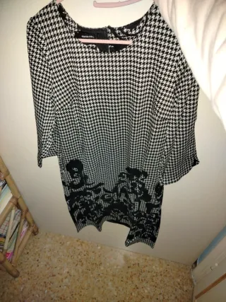 Vestito Pied de Poule con Ricami