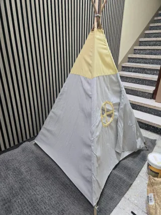 Tipi Infantil Diseño Nórdico Gris y Amarillo