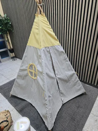 Tipi Infantil Diseño Nórdico Gris y Amarillo
