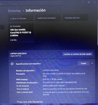 Portátil Acer 17.3 Pulgadas