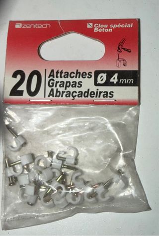 20 Grapas U para Cables Ø 4mm Sueltas, pack,caja