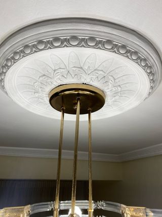 2 Lámparas Cristal y Metal Doradas