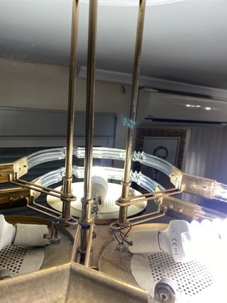 2 Lámparas Cristal y Metal Doradas