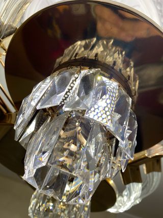 2 Lámparas Cristal y Metal Doradas