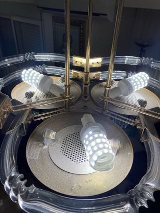 2 Lámparas Cristal y Metal Doradas