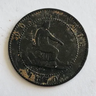 Moneda Dos Centimos 1870. Gobierno Provisional.