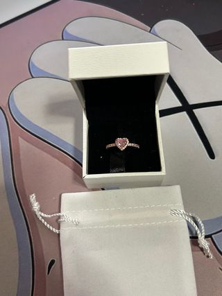 Anillo Corazón Rosa Baño Oro
