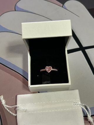 Anillo Corazón Rosa Baño Oro