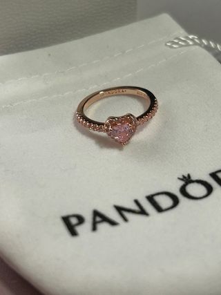 Anillo Corazón Rosa Baño Oro