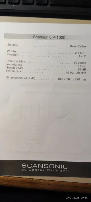 Altavoces Scansonic P-1000 Negro/Gris