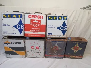 Lote 7 latas aceite coche SEAT CEPSA
