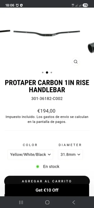 Manillar Carbono HAYES  ProTaper CARBON 1