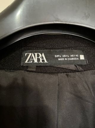 Abrigo Negro Zara Talla L Hombre