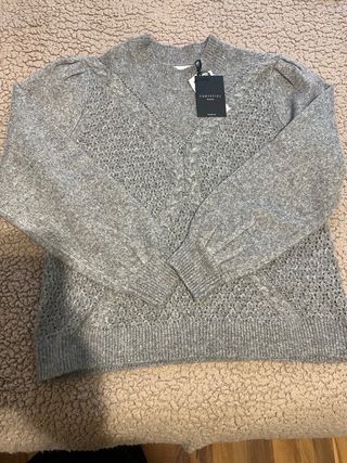 Jersey gris punto trenzado talla M