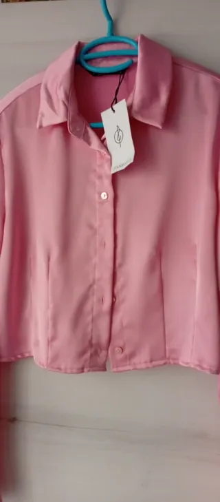 Camisa satinada rosa