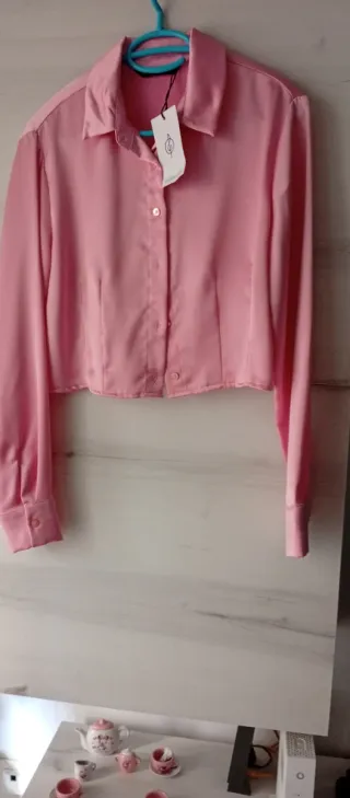 Camisa satinada rosa