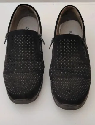 Mocassini neri donna con zip leterali,plantare est