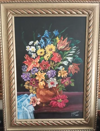 Cuadro de flores pintado a mano