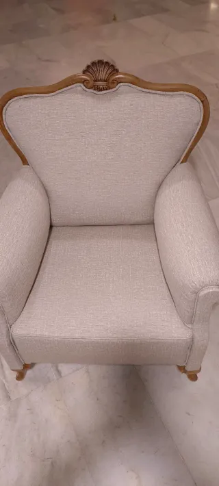 Sillón estilo Luis XV tela y madera