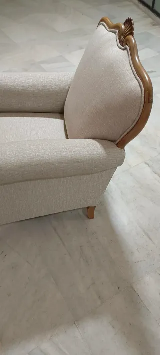 Sillón estilo Luis XV tela y madera