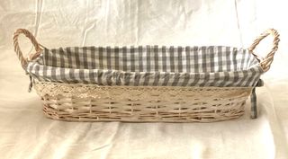 Cestino vimini rivestito tessuto 40x20x9