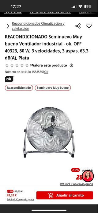 Ventilador Industrial OK. OFF 40323