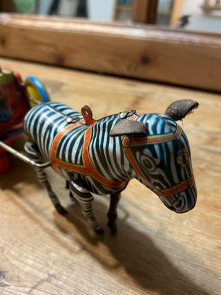 Antiguo Juguete Lata Lehmann 852 Carro Cebra