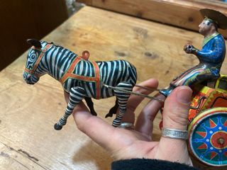 Antiguo Juguete Lata Lehmann 852 Carro Cebra