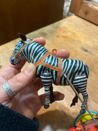 Antiguo Juguete Lata Lehmann 852 Carro Cebra