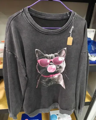 Sudadera chica gato gafas rosas L
