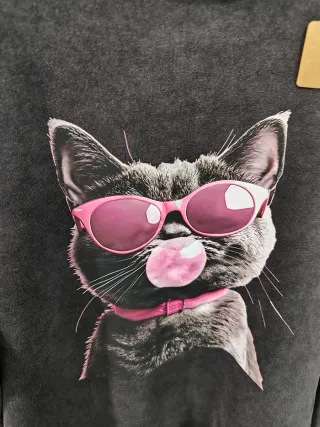 Sudadera chica gato gafas rosas L