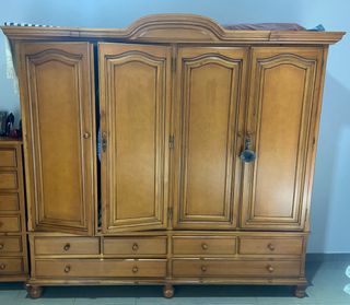Armario ropero de madera 4 puertas con cajoneras