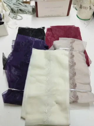 Lote Rosa 5 Tiras de marquiset bordado central