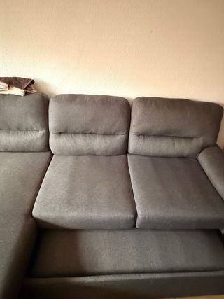 Sofá chaise longue gris 3 plazas