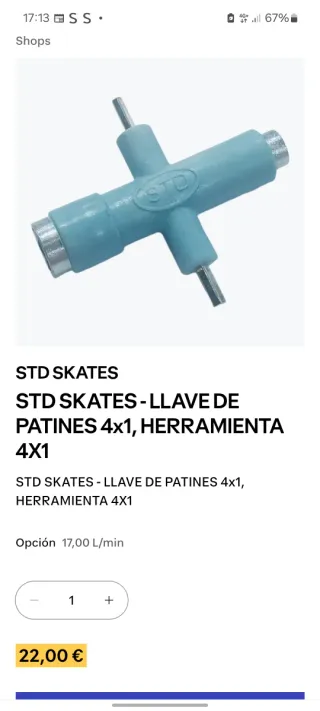 Llave STD de skate azul