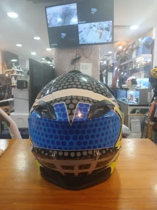 Casco Moto Unik Azul y Negro