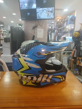 Casco Moto Unik Azul y Negro