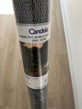 12 Rollos Cañizo PVC Doble Cara Gris