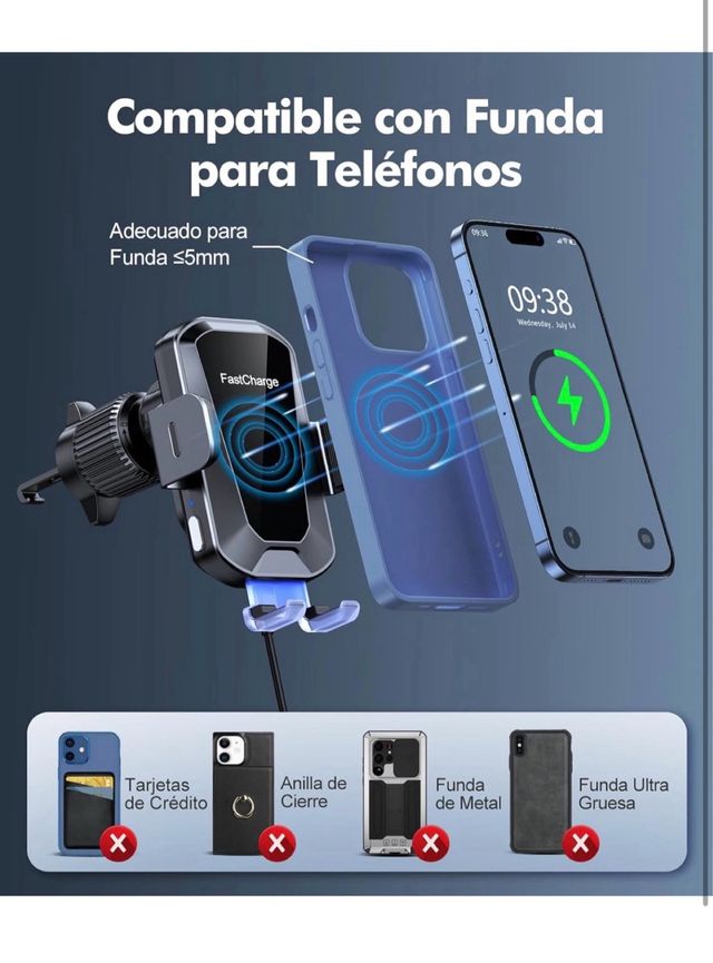 Cargador Inalámbrico Coche Fast Charge