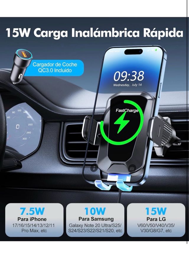 Cargador Inalámbrico Coche Fast Charge