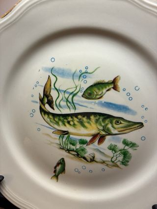 Richard Ginori Coppia Piatti Porcellana Pesci
