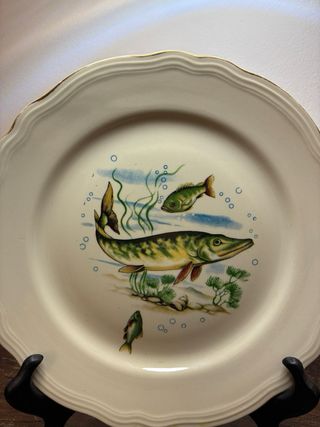 Richard Ginori Coppia Piatti Porcellana Pesci
