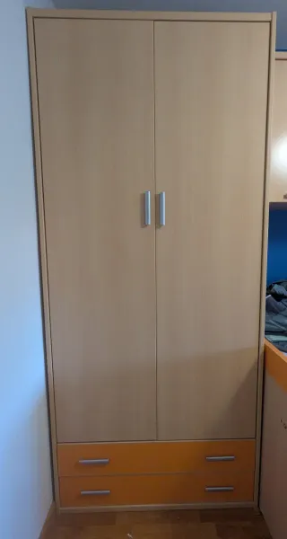 Armario 100cm haya y naranja