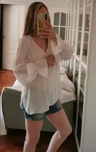 Blusa blanca Massimo Dutti Talla S