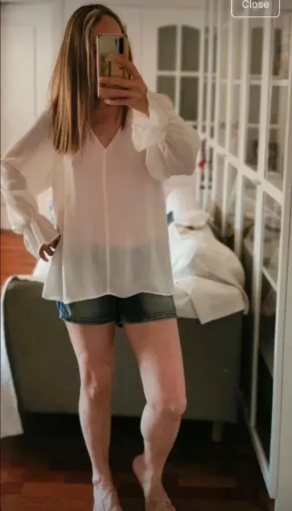 Blusa blanca Massimo Dutti Talla S