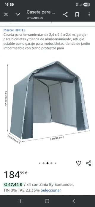 Caseta Cobertizo HPDTZ 2,4x2,4x2,4m