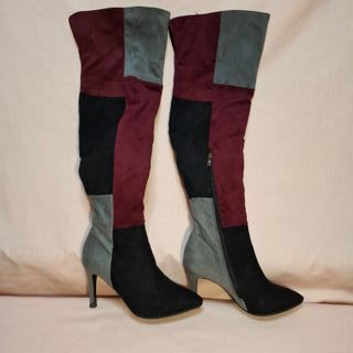 Botas patchwork Amor Amor negras y burdeos